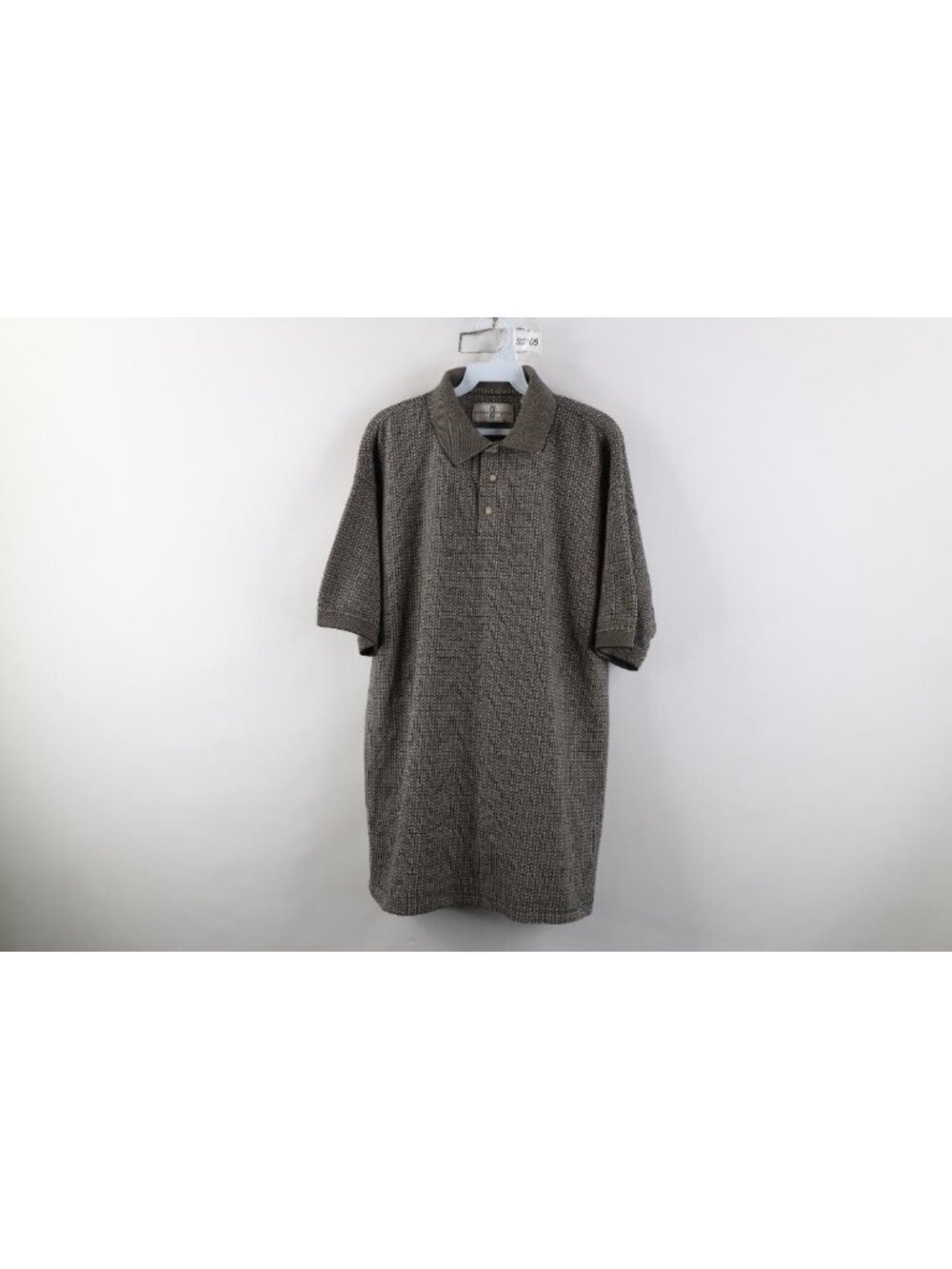 Vintage 90s Streetwear Mens Large Faded Geometric Knit Collared Golf Polo Shirt